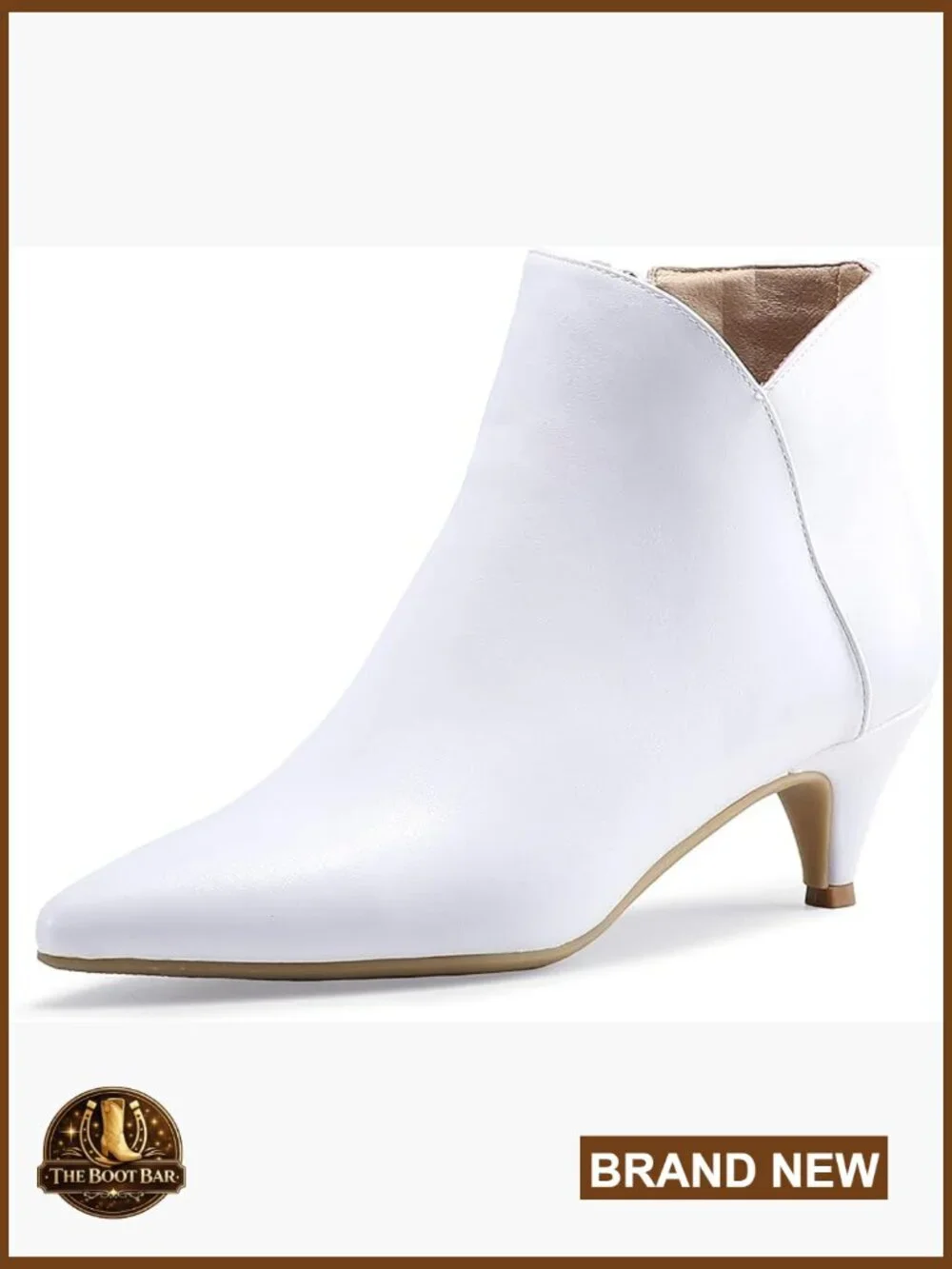 Low Kitten Heel Ankle Boots Pointed Toe Dress Shoes Zip Closure